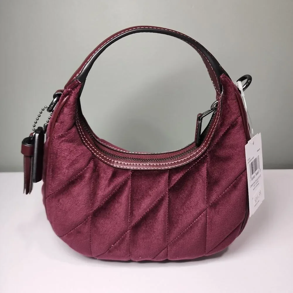 NWT Coach CCE61 Carmen Mini Crossbody Bag Quilting Velvet/Gunmetal/Burgundy